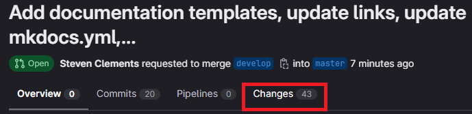 Select the Changes tab on the merge request in the GitLab UI.