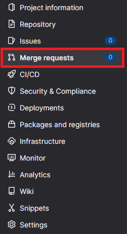 Select the Merge requests tab in the GitLab UI.