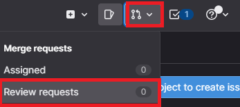 Select Review requests from the merge request drop-down menu in the GitLab UI.