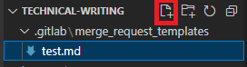 Add Markdown files in the merge_request_templates directory in VS Code.