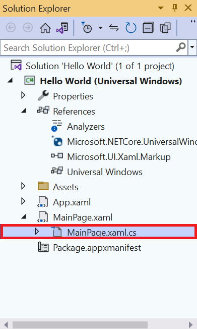 Open MainPage.xaml.cs